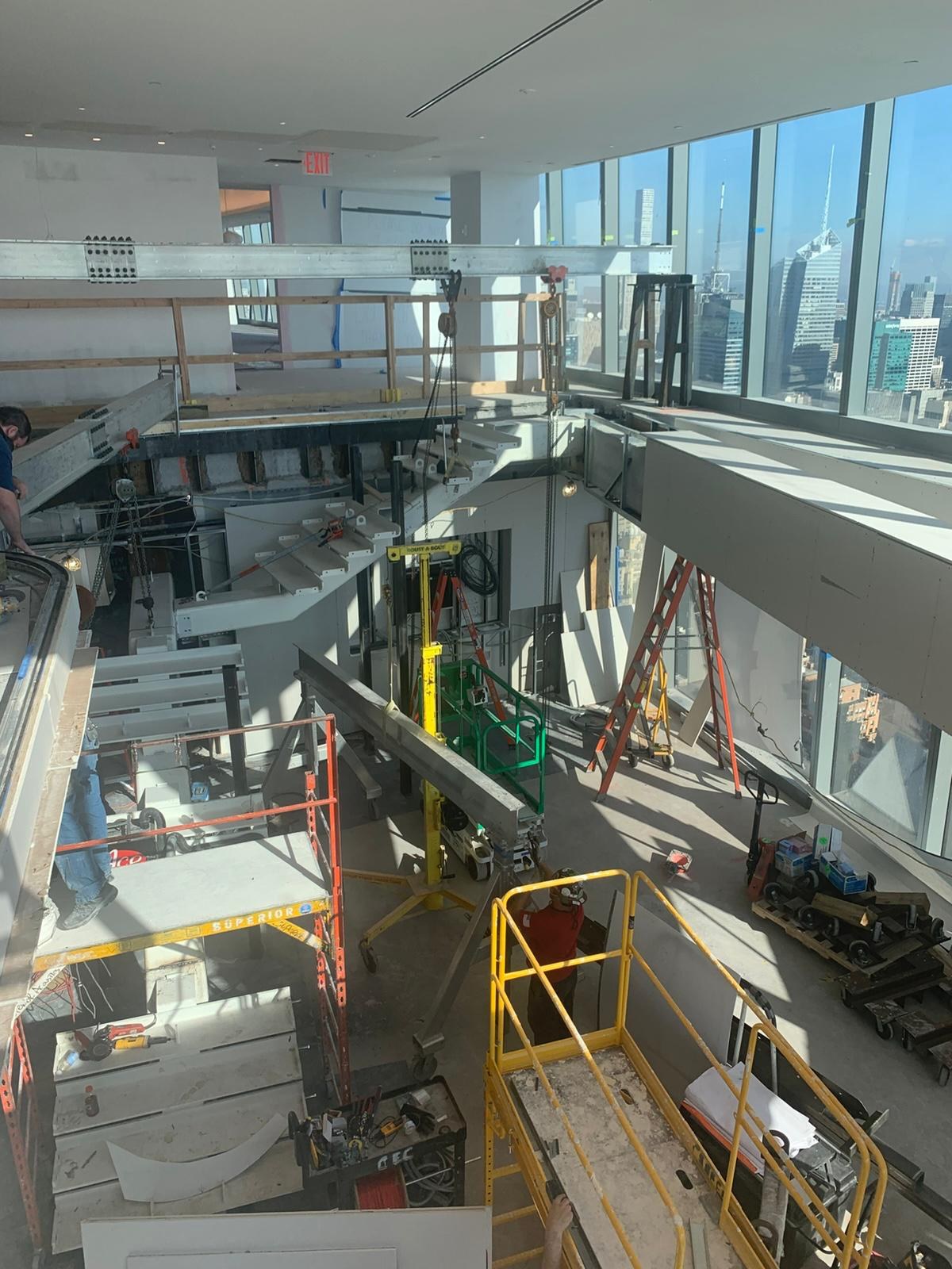Steel going in on an Integral floor, Midtown NYC beyond the curtain wall