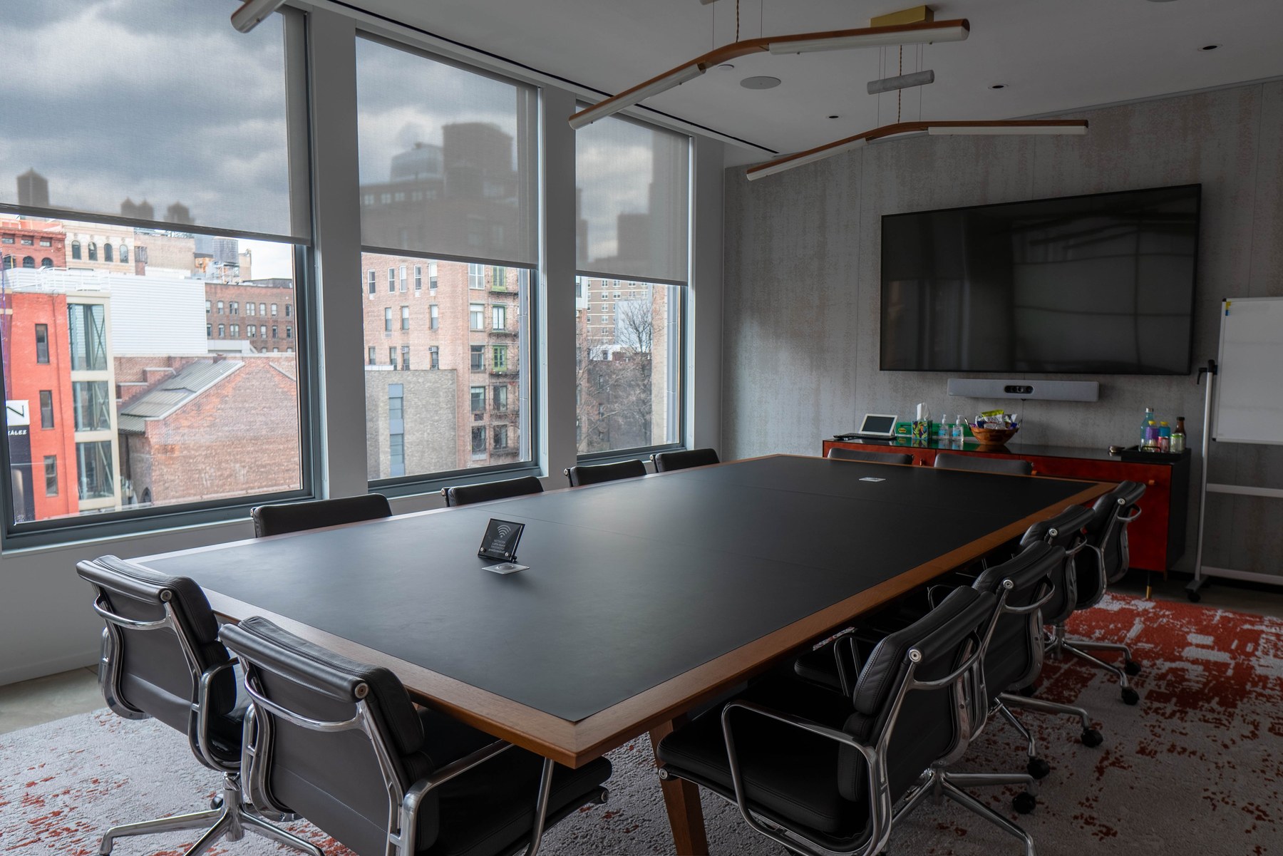 Conference room with the red credenza, Art Basel NY Headquarters